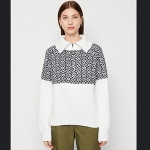 COTTON ON Half Zip Happy Heritage Black And White Sweater Women's Size M